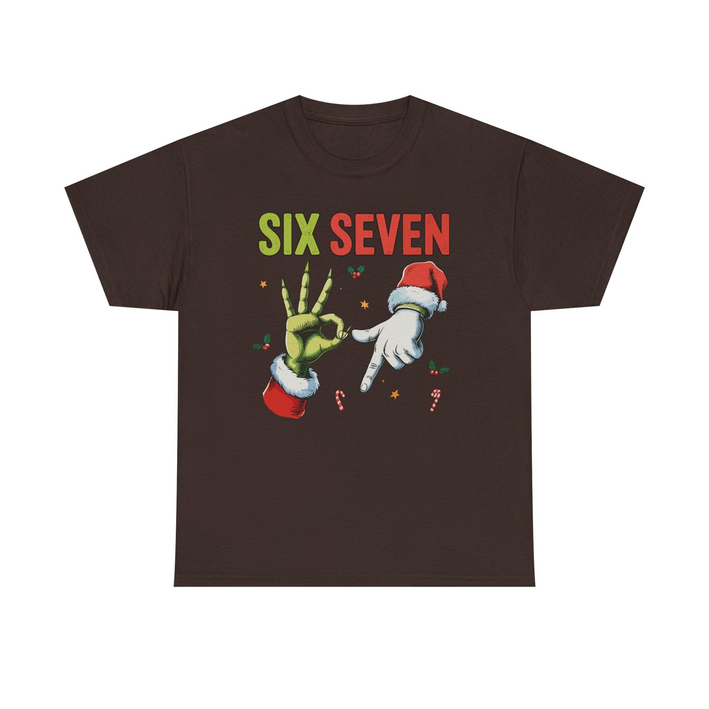 Funny "Six Seven" Christmas Shirt  Grinch Hand & Santa Hand Graphic Tee | Holiday Humor T-Shirt | Unisex Christmas Gift for Men Women