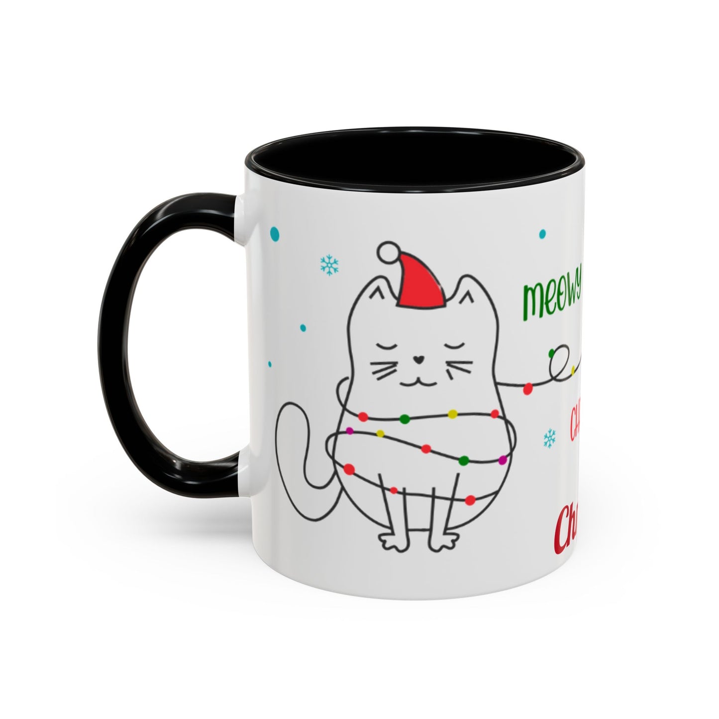 Personalized Meowy Christmas Accent Mug, Funny Holiday Coffee Cup, Cat Lover Gift, Festive Drinkware, Christmas Decor, Personalized Mug