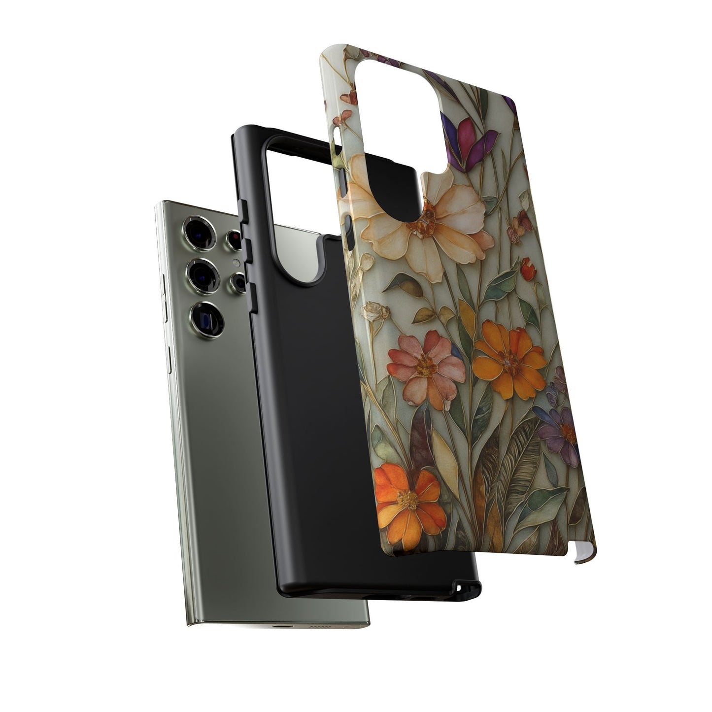 Phone case For iPhone & Samsung, Wildflower Mosaic MagSafe iPhone Case: Botanical Floral Design iPhone