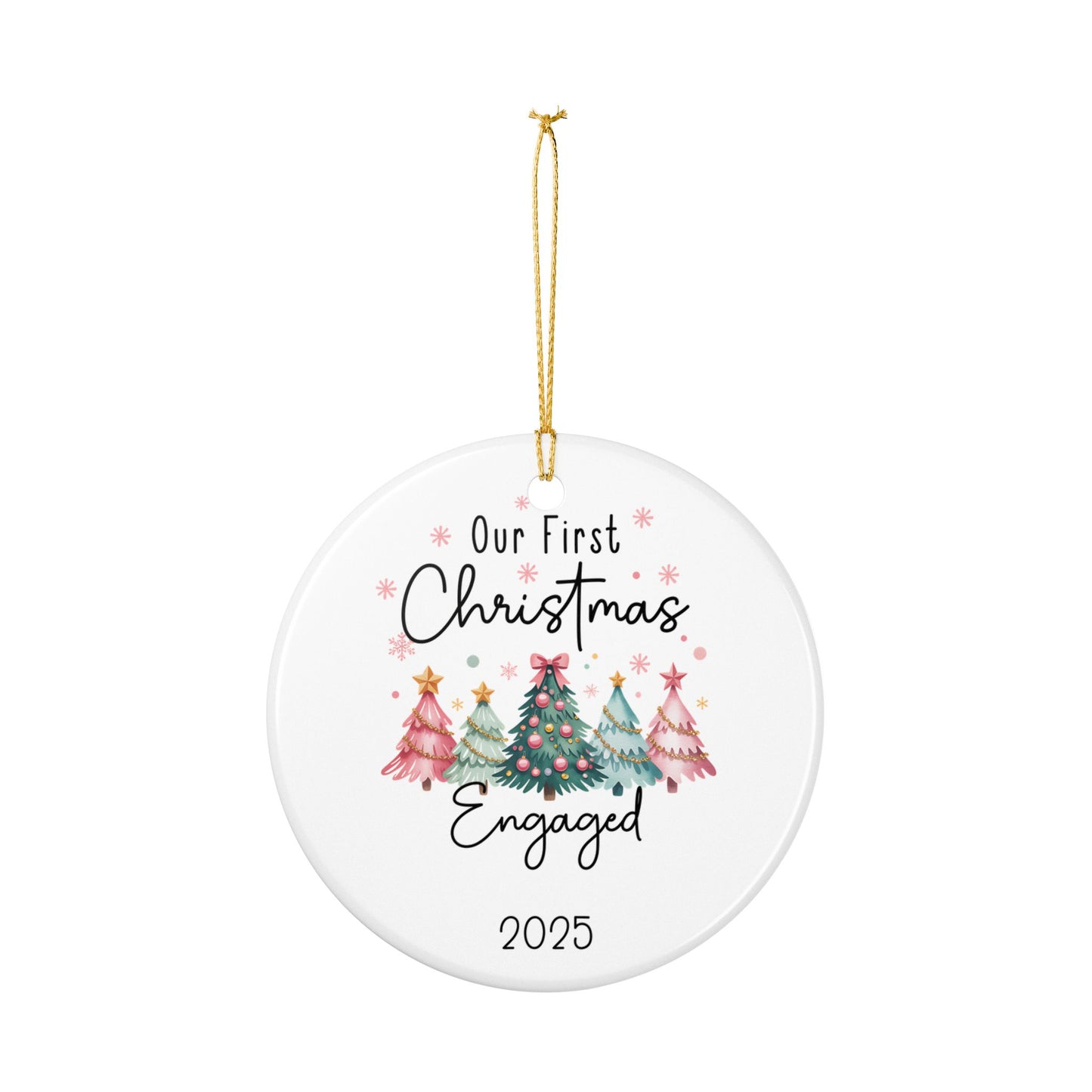 Our First Christmas Engaged Ornament 2025, Engagement Ornament with Year, Newly Engaged Couple Christmas Gift, Ceramic Wedding Keepsake