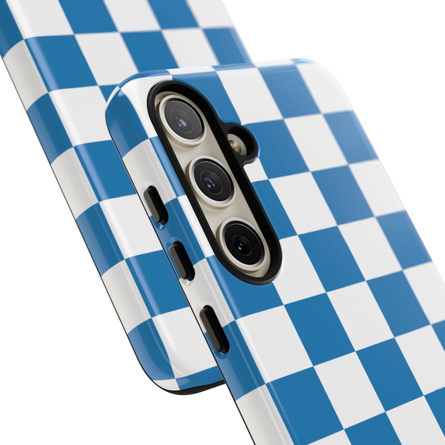 Blue Checkerboard Phone Case, Samsung Galaxy S25, S25 Plus, S24, S24 Plus, S24 Ultra, S23, S22, S22 Plus, S21 Ultra, S21 FE, S20+