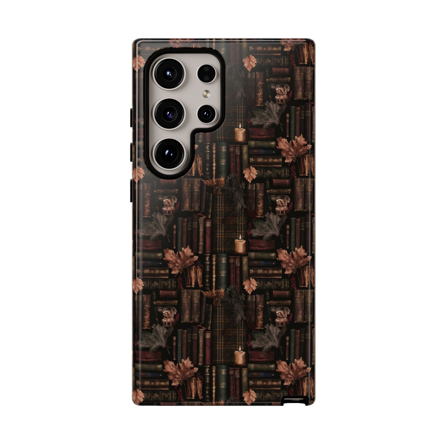 Gothic Phone Case Dark Academia Literary iPhone Samsung Cover with Books & Flowers, Phone case