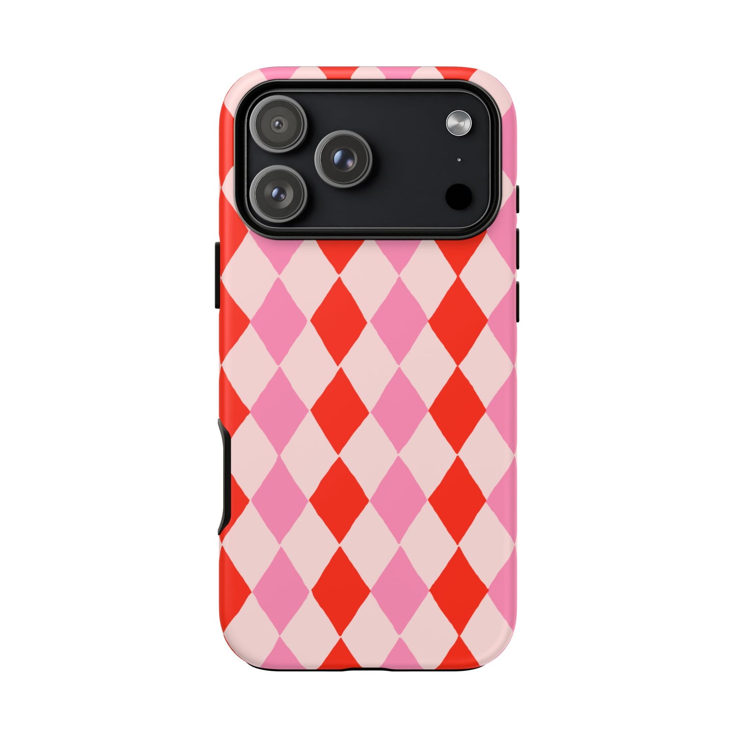Tough Cases with Red Pink Diamonds, Retro Checkerboard iPhone Case And Samsung Case, Slim Fit Phone Case, Stylish Gift