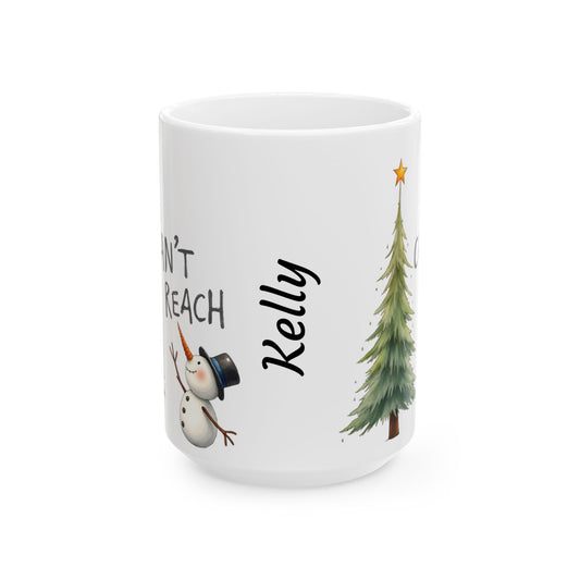 Personalized Holiday Ceramic Mug, Cute Snowman and Christmas Tree Coffee Cup, Custom Gift for Christmas, Winter, Friends, Family