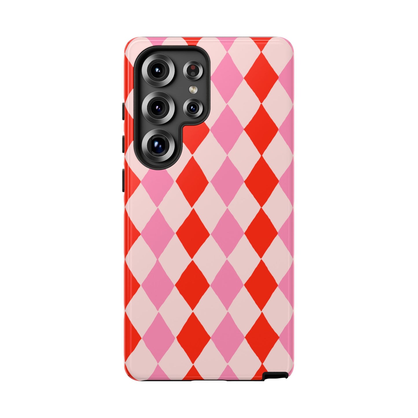 Tough Cases with Red Pink Diamonds, Retro Checkerboard iPhone Case And Samsung Case, Slim Fit Phone Case, Stylish Gift