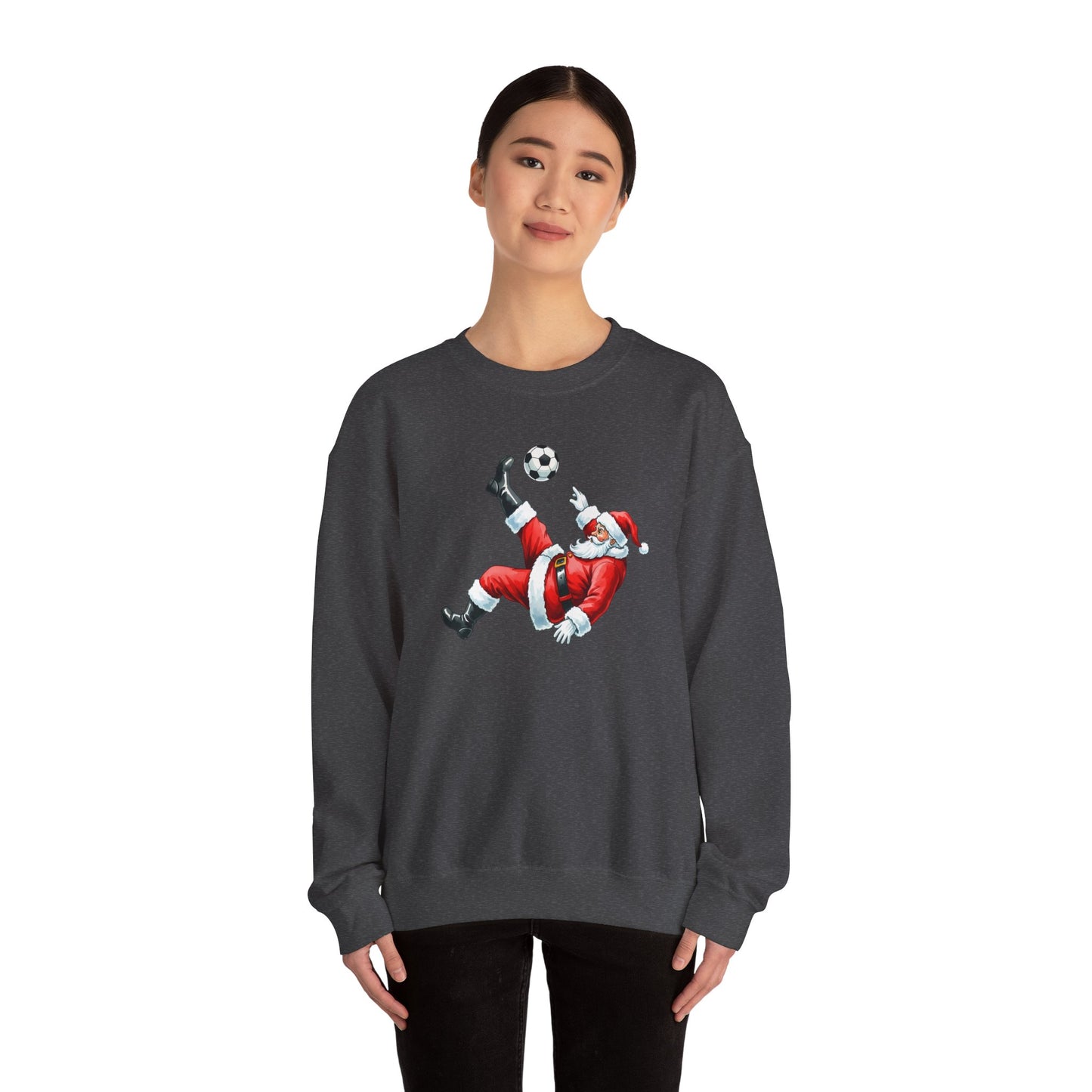 Festive Santa Soccer Crewneck Sweatshirt, Christmas Apparel, Winter Fashion, Holiday Gifts, Sports Lover, Cute Santa Design