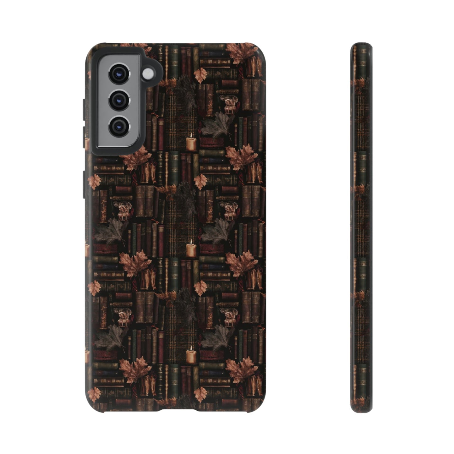 Gothic Phone Case Dark Academia Literary iPhone Samsung Cover with Books & Flowers, Phone case