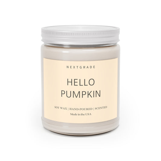 Hello Pumpkin Soy Candles - Fall Candles, Home Decor - Soy Candle with 50-60 Hours Burn Time - 9Oz  Amber Jar Candles