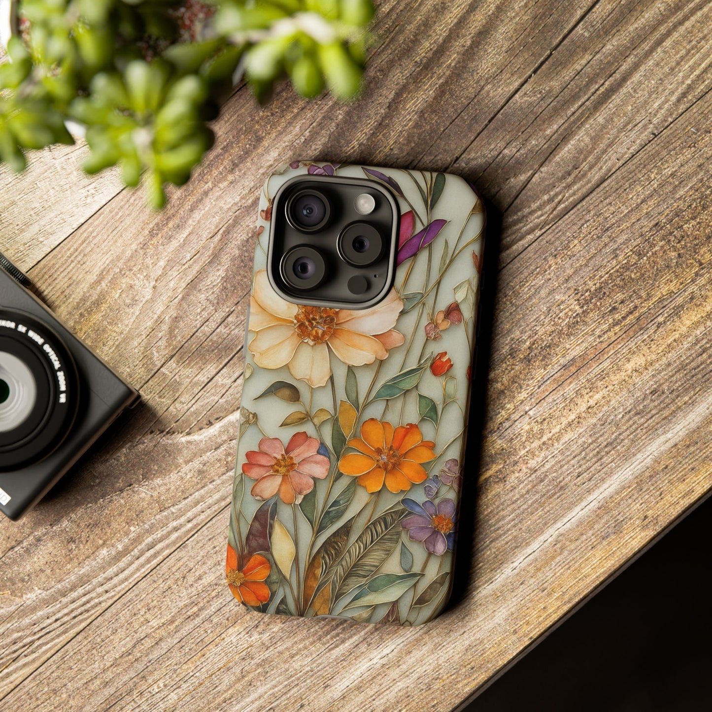 Phone case For iPhone & Samsung, Wildflower Mosaic MagSafe iPhone Case: Botanical Floral Design iPhone