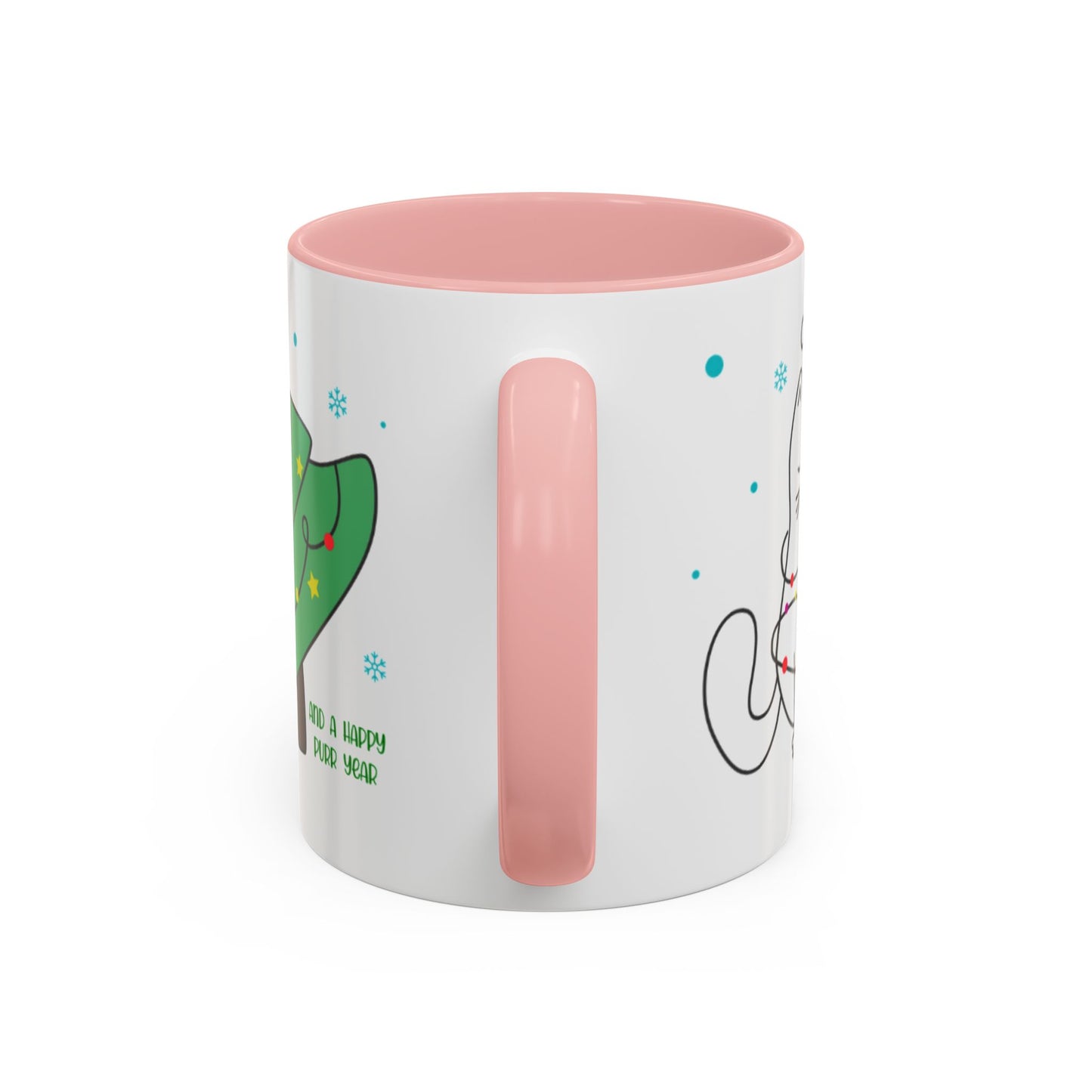 Personalized Meowy Christmas Accent Mug, Funny Holiday Coffee Cup, Cat Lover Gift, Festive Drinkware, Christmas Decor, Personalized Mug