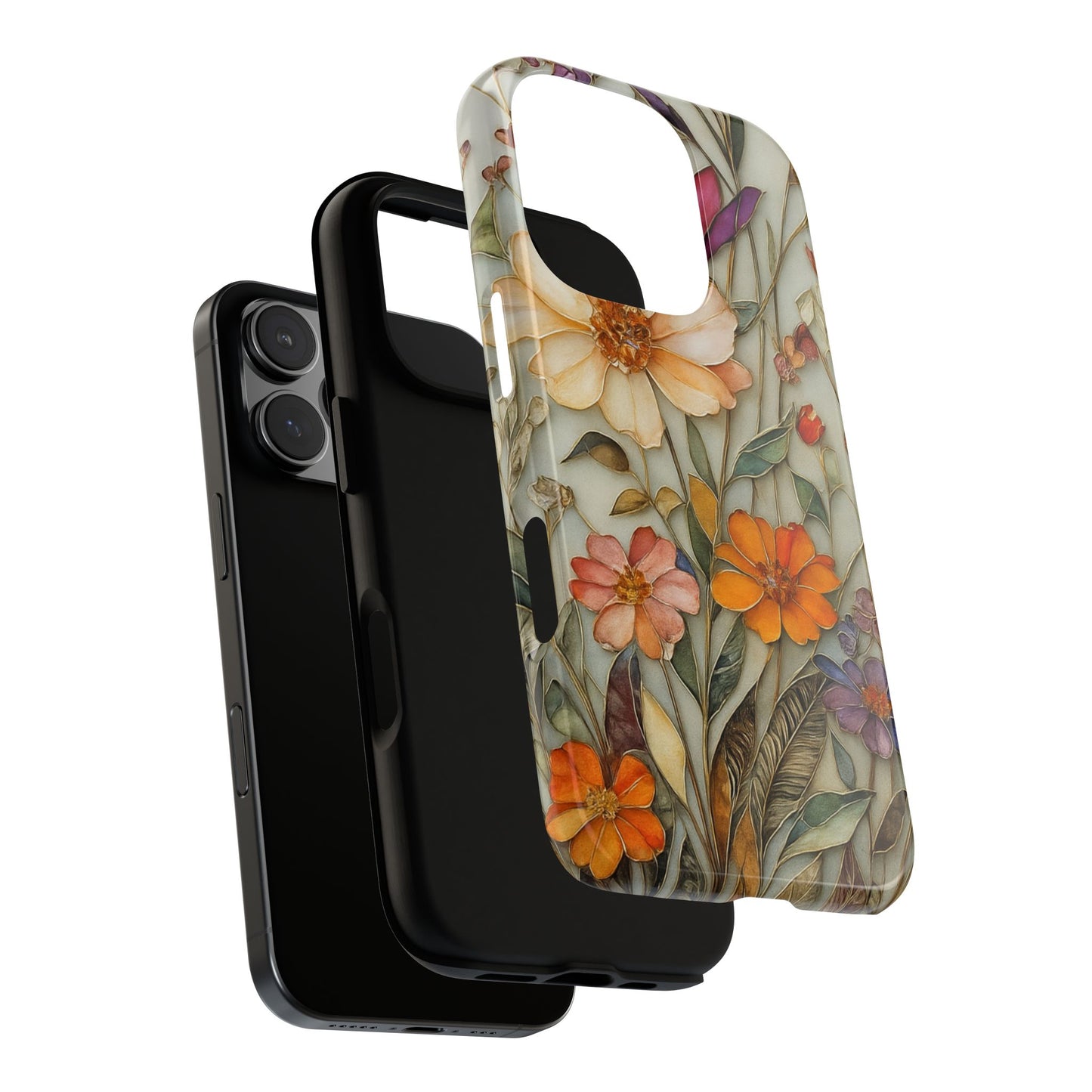Phone case For iPhone & Samsung, Wildflower Mosaic MagSafe iPhone Case: Botanical Floral Design iPhone