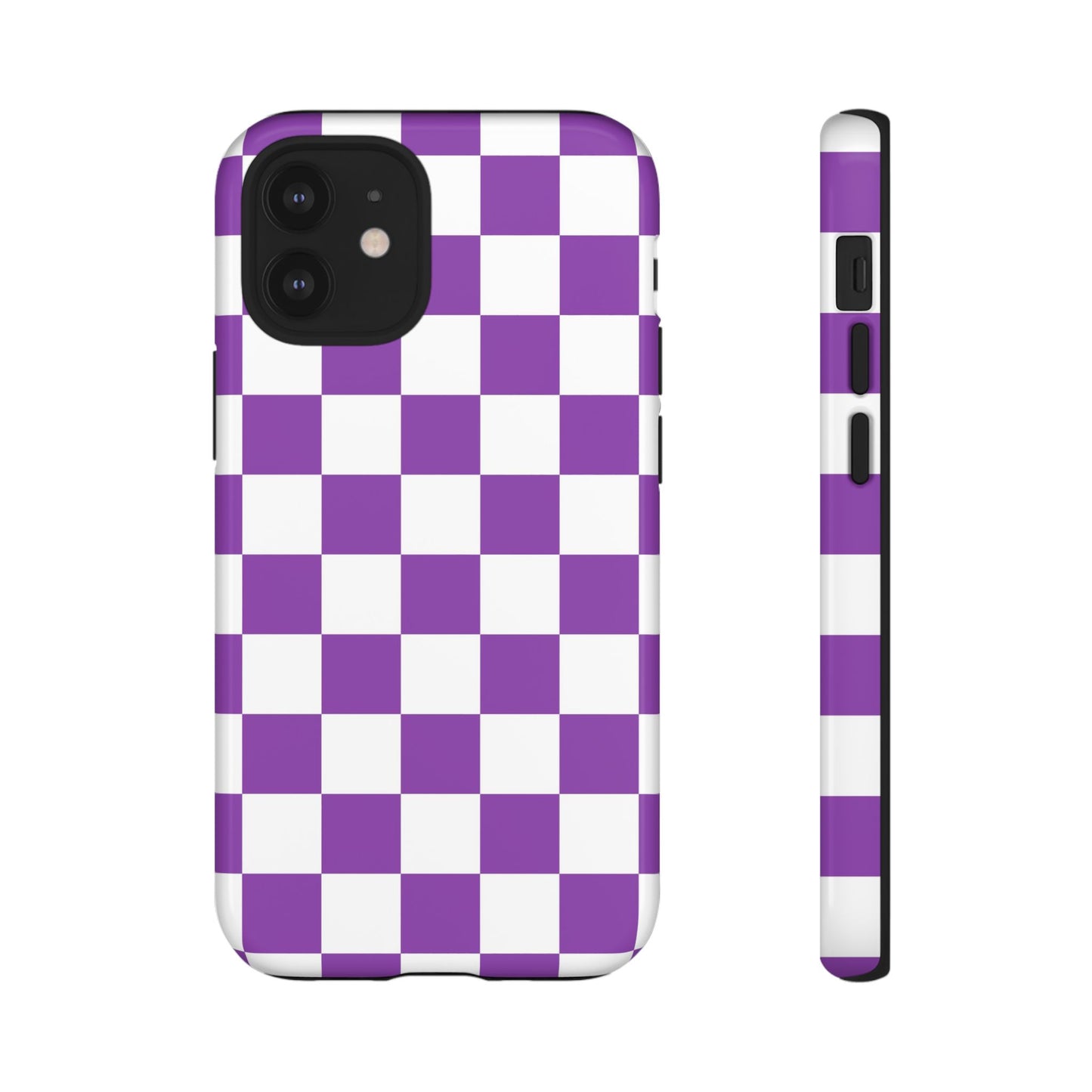 Purple Checkered Phone Case,  iPhone 17 Pro, 17, 16, 15, 14, 13, 12, 11, X, XR, XS MAX, Trendy Gift for Friends, Accessory for Occasions