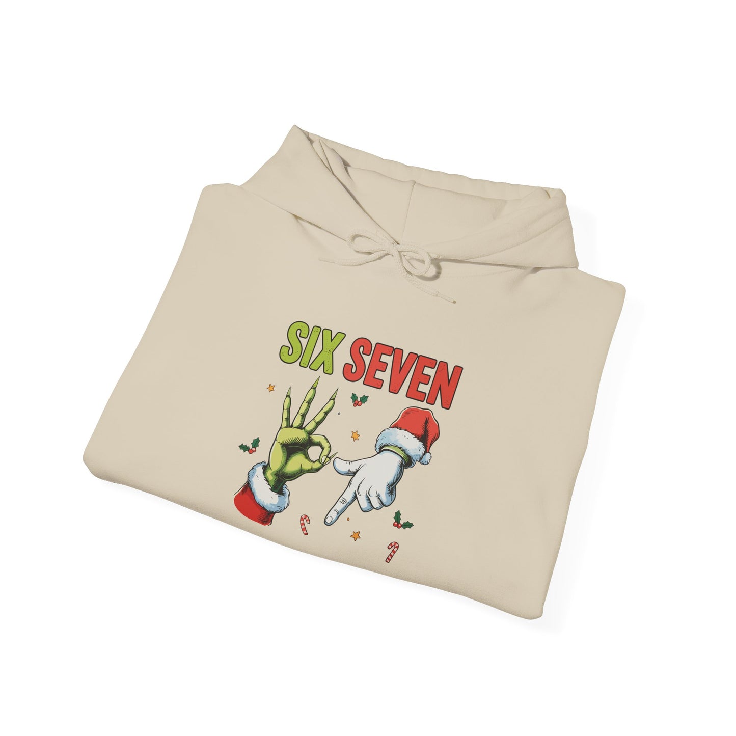 Funny Six Seven Christmas Hoodie | Santa Hands Holiday Pullover | Unisex Cozy Christmas Sweatshirt | Funny Holiday Gift for Men Women