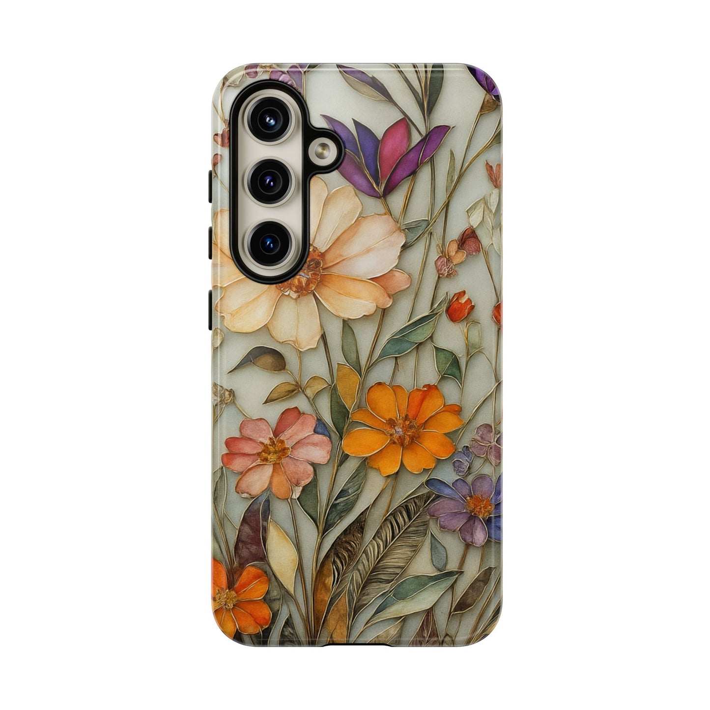 Phone case For iPhone & Samsung, Wildflower Mosaic MagSafe iPhone Case: Botanical Floral Design iPhone