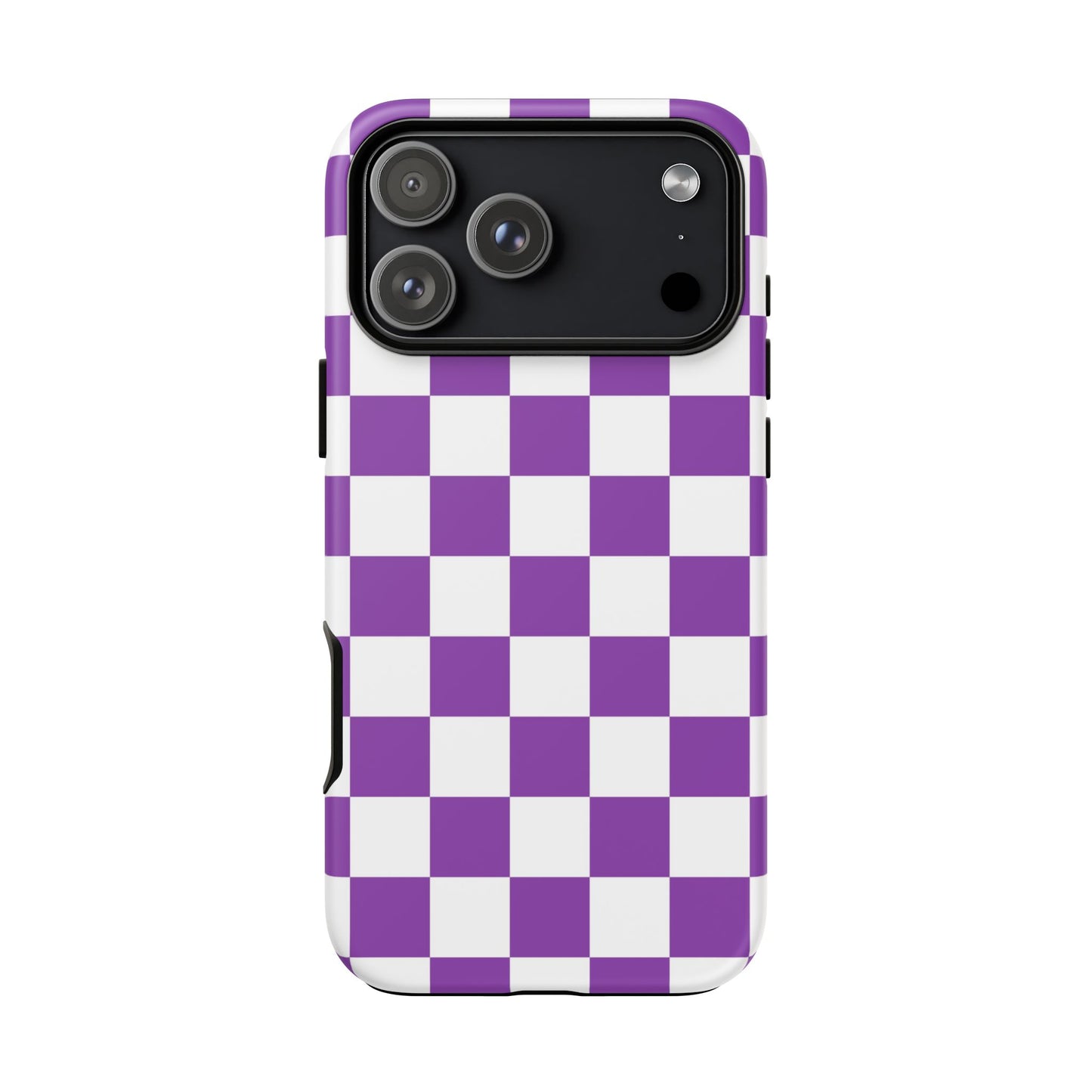 Purple Checkered Phone Case,  iPhone 17 Pro, 17, 16, 15, 14, 13, 12, 11, X, XR, XS MAX, Trendy Gift for Friends, Accessory for Occasions