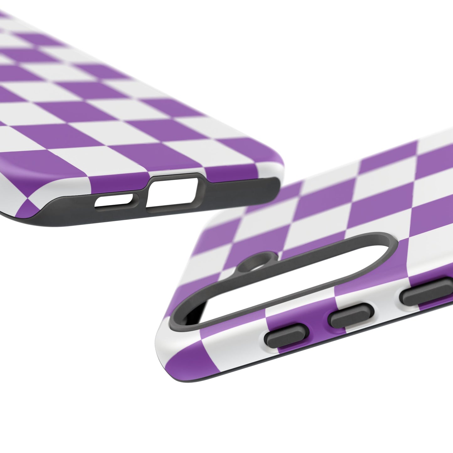 Purple Checkered Phone Case, Samsung Galaxy S25, S25 Plus, S24, S24 Plus, S24 Ultra, S23, S22, S22 Plus, S21 Ultra, S21 FE, S20+