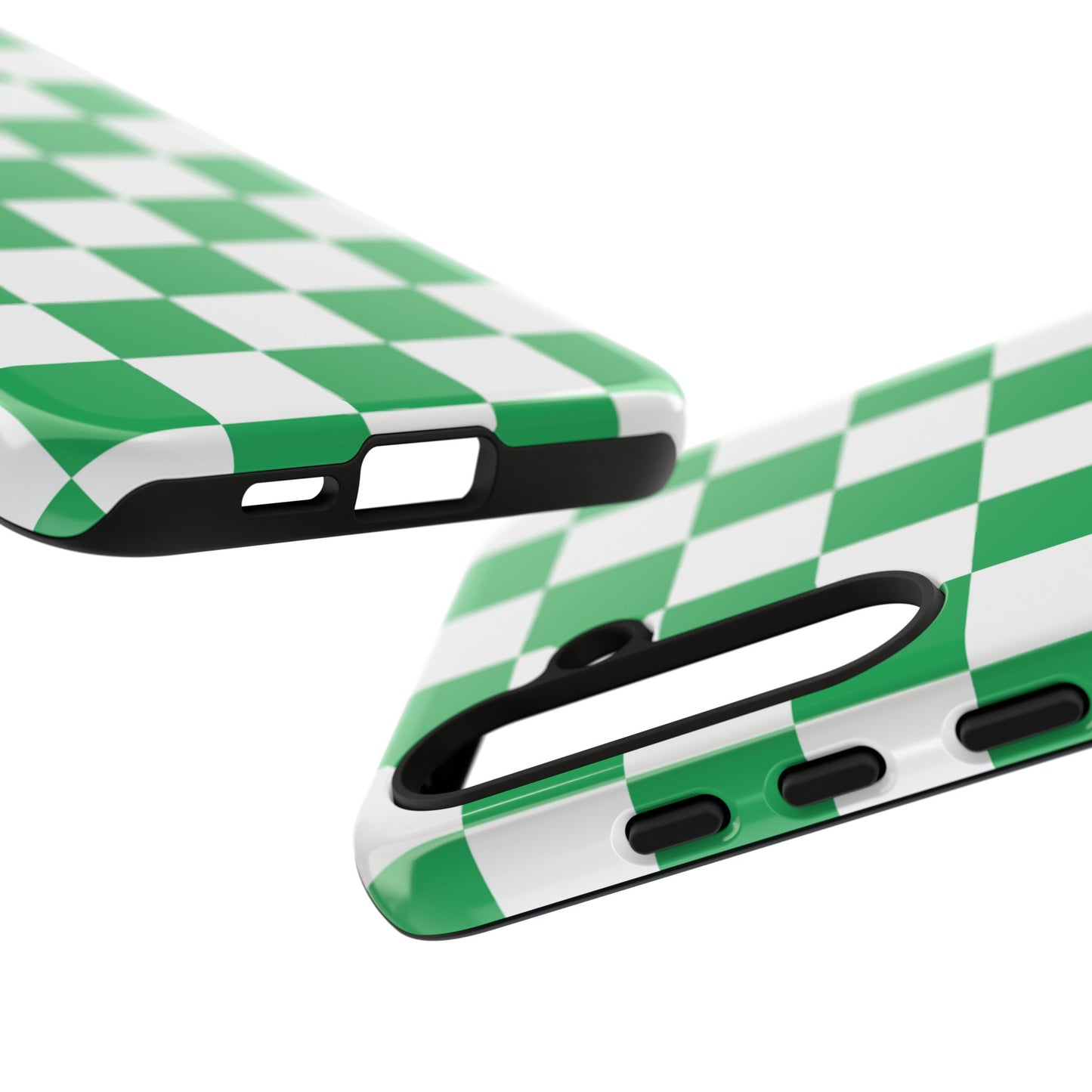 Green Checkered Phone Case, Phone Cases Samsung Galaxy S25, S25 Plus, S24, S24 Plus, S24 Ultra, S23, S22, S22 Plus, S21 Ultra, S21 FE, S20+