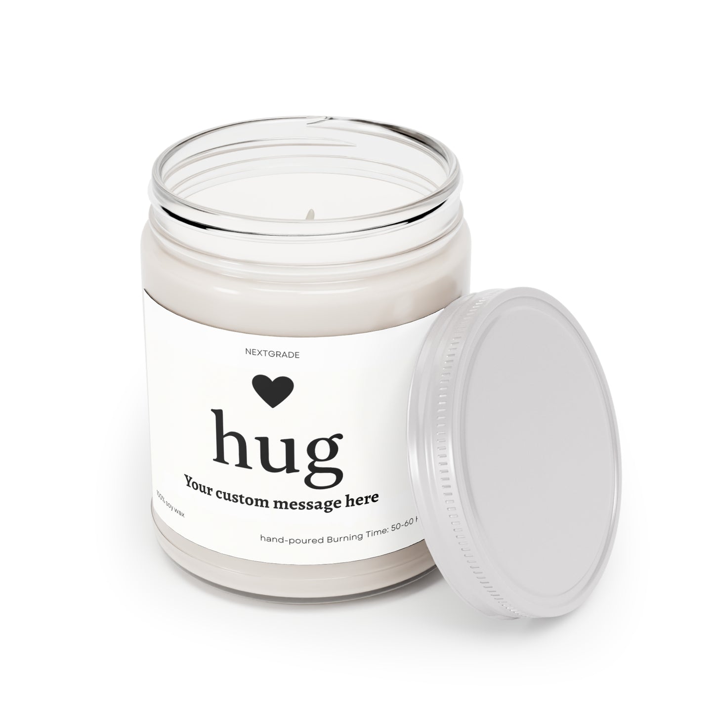 Personalized Scented Soy Candle, Custom Message Gift, Send a Hug Candle, Relaxing Home Decor, Birthday, Self-Care, Housewarming