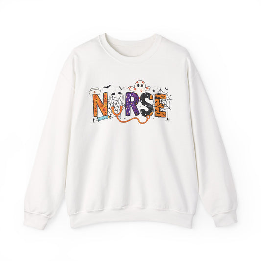 Nurse Themed Crewneck Sweatshirt - Cozy Nursing Apparel, Perfect Gift for Healthcare Workers, Halloween Style, Comfortable Unisex