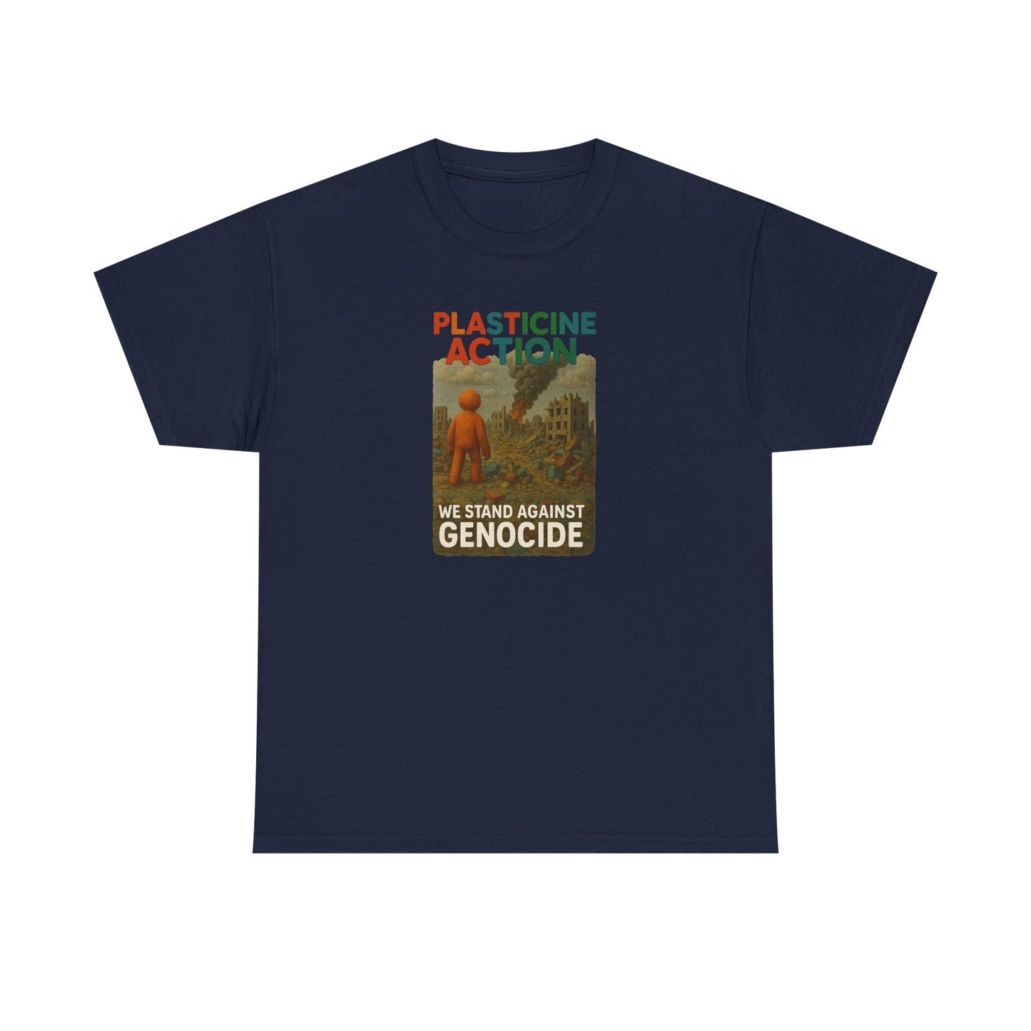 Plasticine Action Heavy Cotton Tee, Stand Against Genocide, Activist Wear, Social Justice Shirt, Awareness Tee, Thought Provoking Apparel