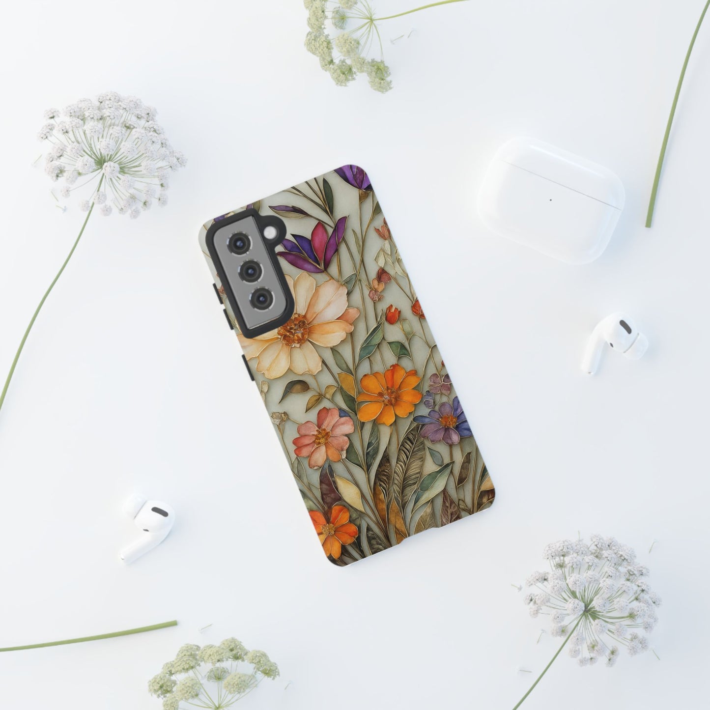 Phone case For iPhone & Samsung, Wildflower Mosaic MagSafe iPhone Case: Botanical Floral Design iPhone