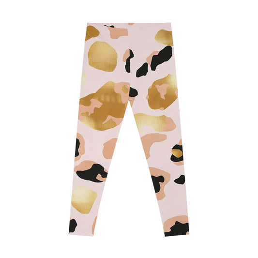 Chic Stretchy Leggings, Pink Gold Cheetah Print, Fashionable Activewear, Gym Leggings, Stylish Loungewear, Unique Gift for Her