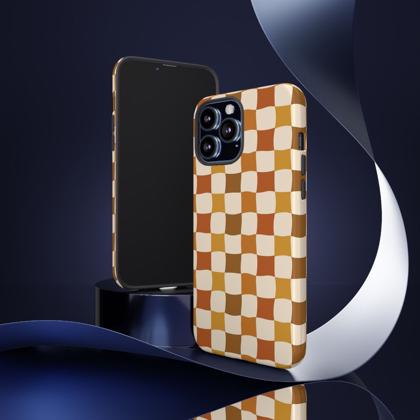 Boho Checked Phone Case, Checkerboard Design, Durable Protection, Phone Cover, Phone case For iPhone and Samsung, Trendy Phone Cover