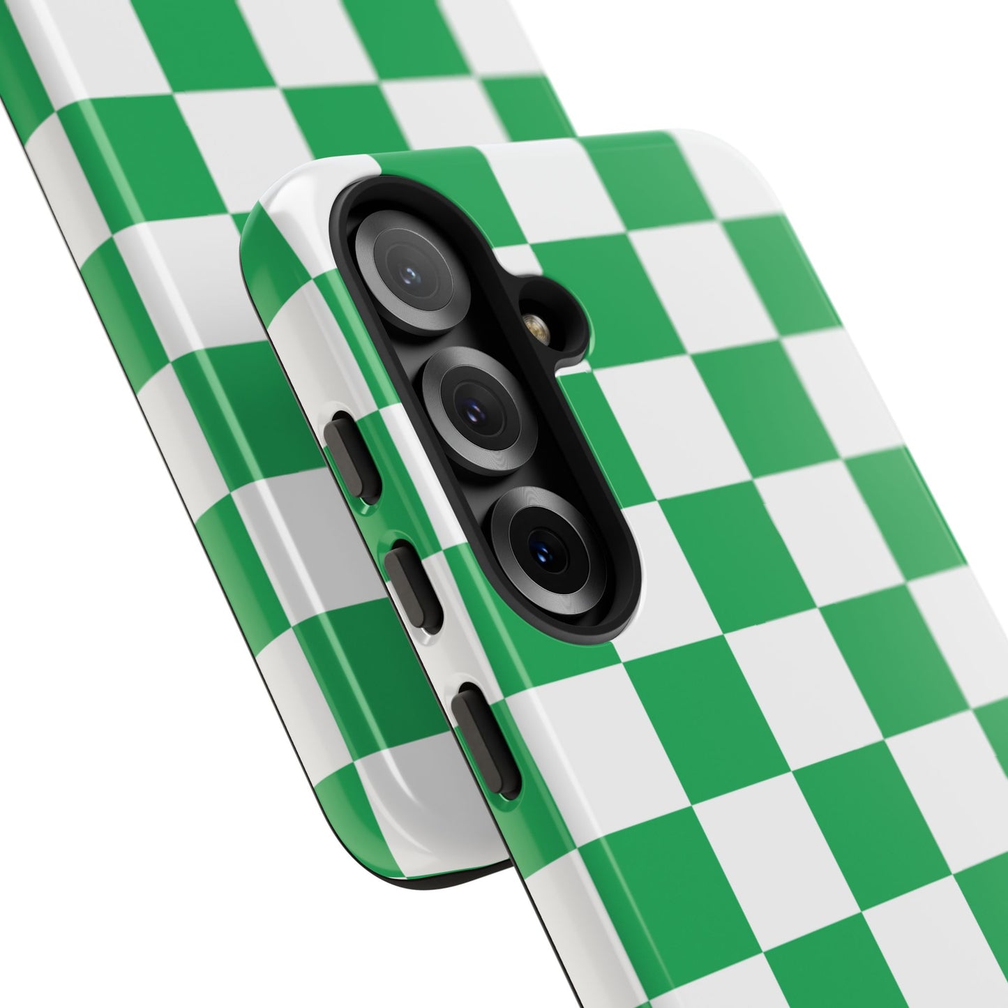 Green Checkered Phone Case, Phone Cases Samsung Galaxy S25, S25 Plus, S24, S24 Plus, S24 Ultra, S23, S22, S22 Plus, S21 Ultra, S21 FE, S20+