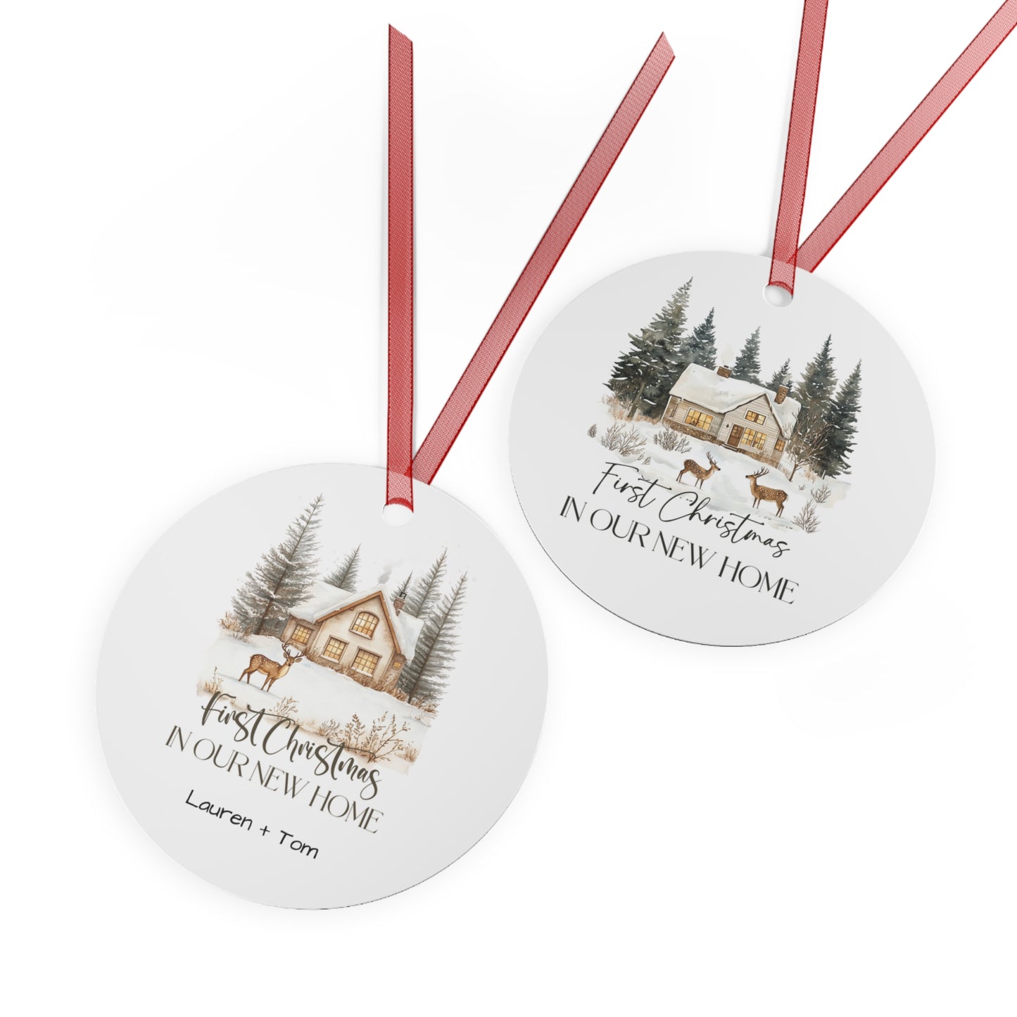 Personalized Christmas Ornaments, First Christmas in Our New Home, Ceramic Christmas Decor, Gift for Couples, Family Keepsake