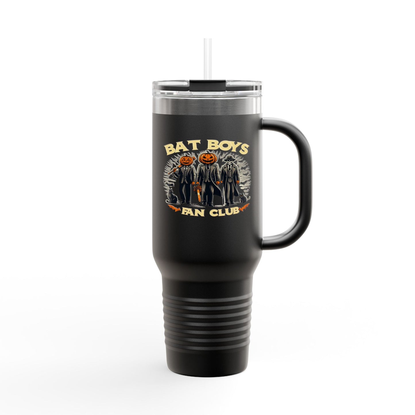 Halloween Themed Insulated Travel Mug, Bat Boys Fan Club, Perfect for Outdoor Adventures, Trick-or-Treating, Gift for Friend