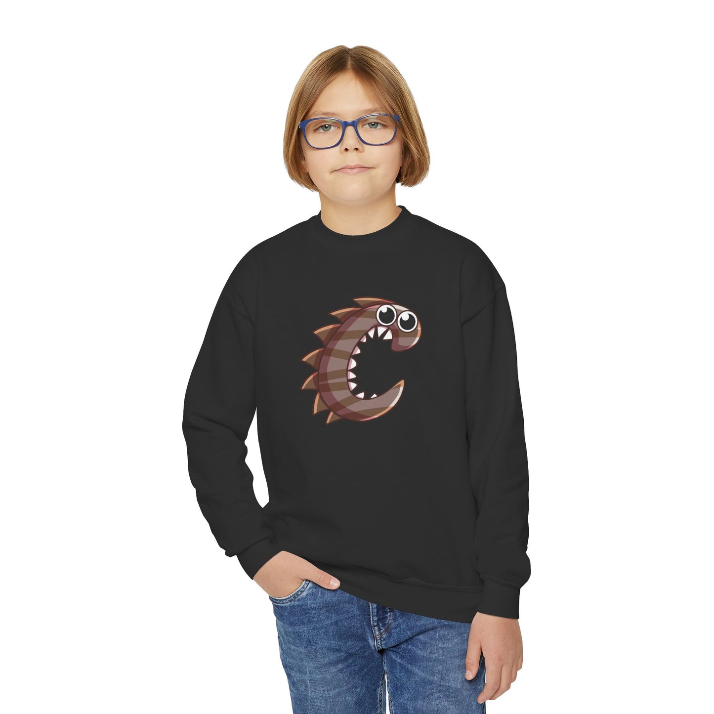 Cute Fish Graphic Youth Crewneck Sweatshirt, Fun Gift, Cozy Wear, Casual Style, Perfect for Kids, Name Initial Sweatshirt, Birthday Gift