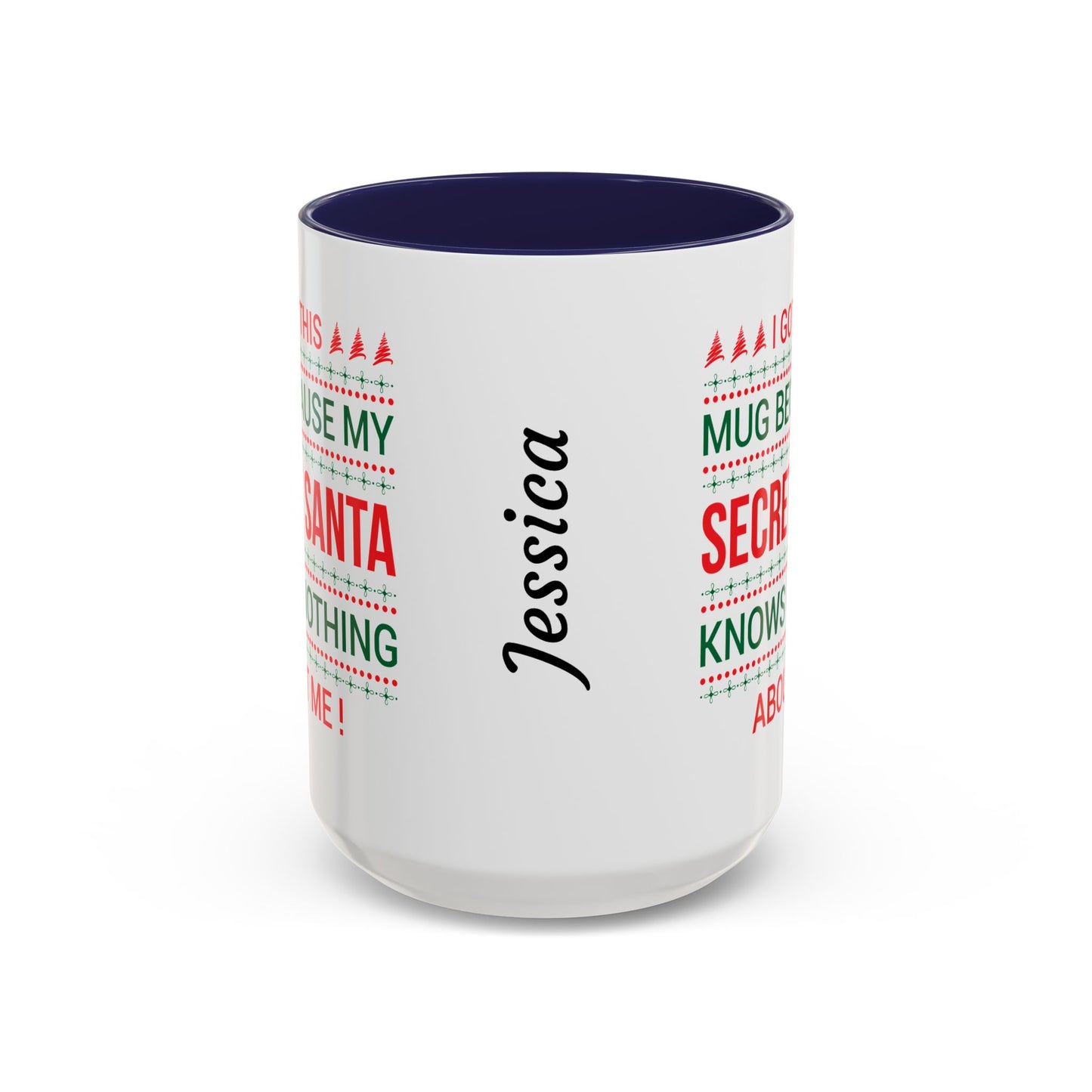 Personalized Secret Santa Accent Coffee Mug, Holiday Gift, Funny Christmas Mug, Unique Office Secret Santa Gift, Custom Drinkware
