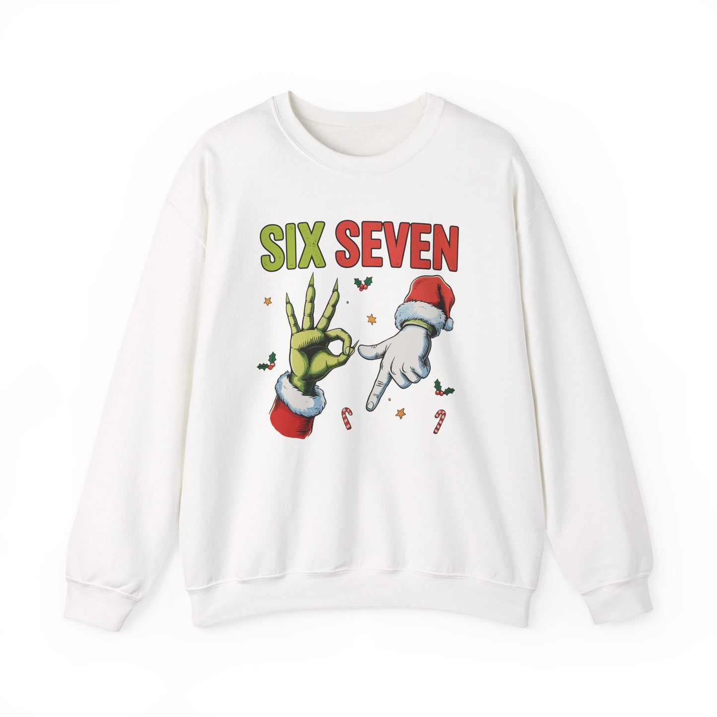 Funny Six Seven Christmas Sweatshirt | Santa Hands Holiday Crewneck | Cozy Pink Christmas Sweater for Men Women | Festive Holiday Gift