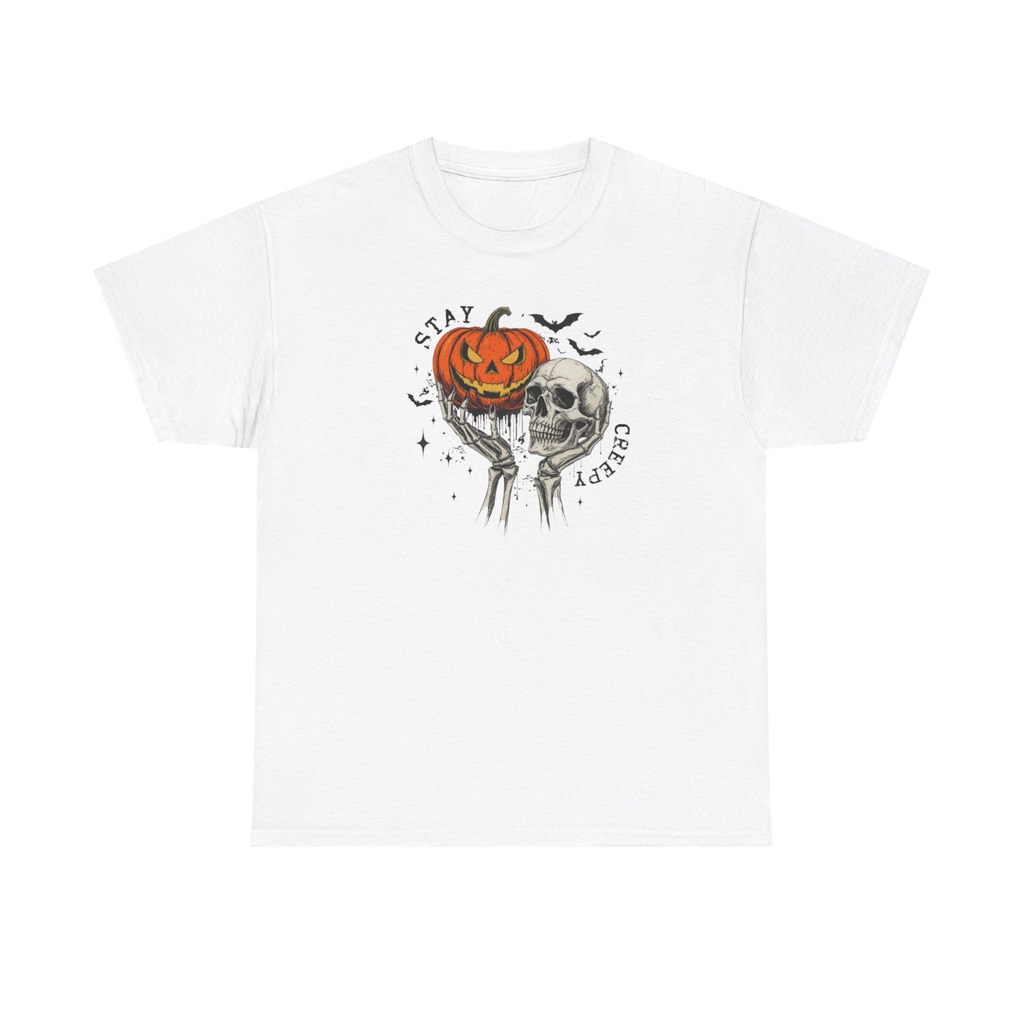 Halloween Skull Pumpkin Tee, Spooky Cotton Shirt, Halloween Costume, Fall Apparel, Gifting for Costume Parties