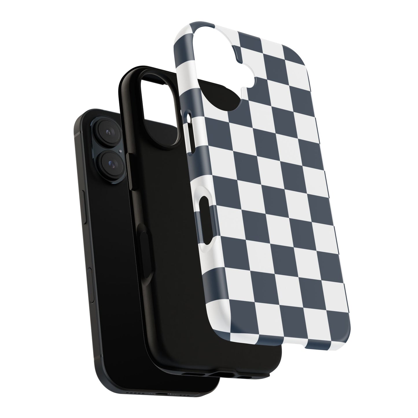 Navy Checkerboard Phone Case, iPhone 17 Pro, 17, 16, 15, 14, 13, 12, 11, X, XR, XS MAX, Tough Case for iPhone