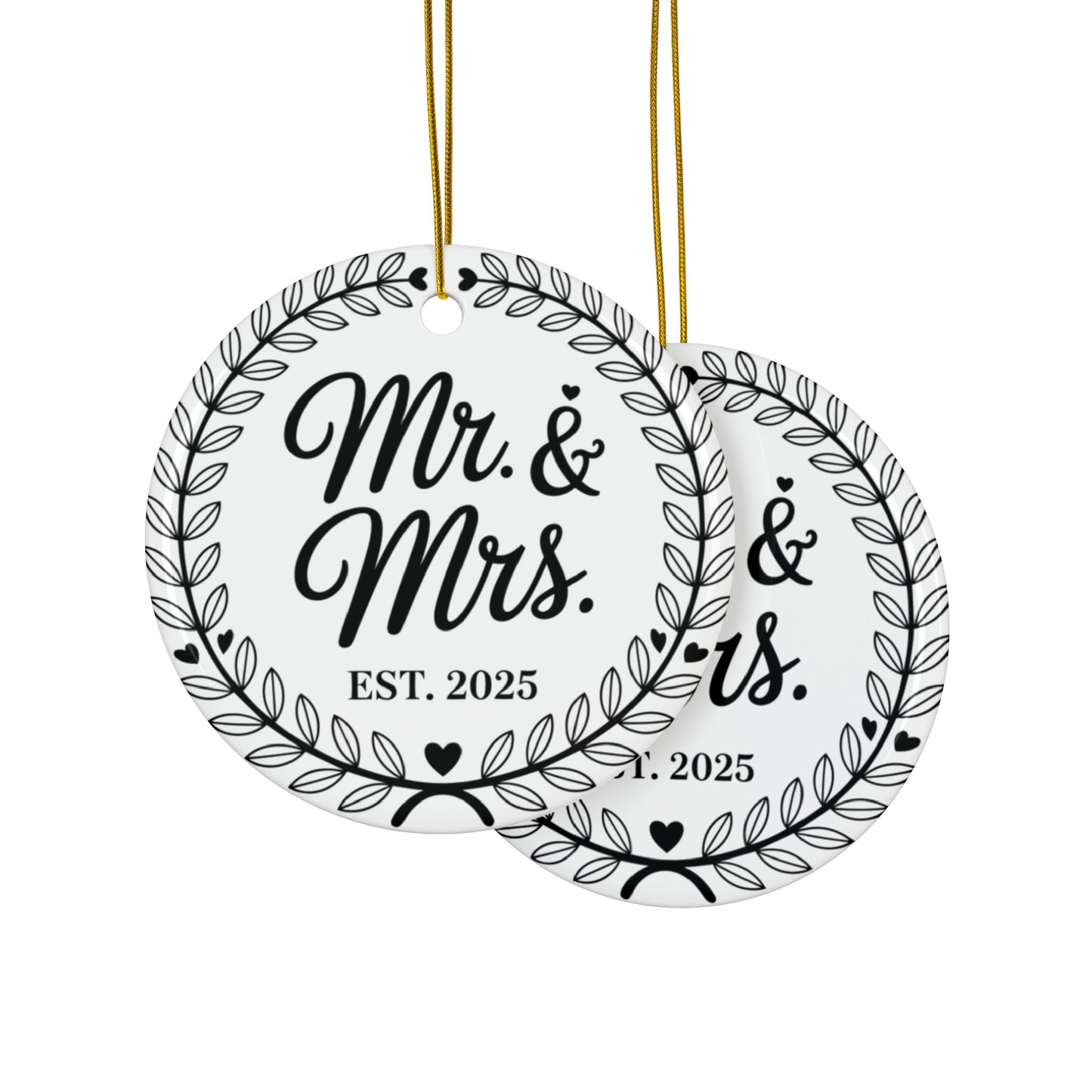 Mr and Mrs Ceramic Ornaments, Wedding & Anniversary Decor, Customizable Gifts, Holiday Keepsakes, Engagement Day