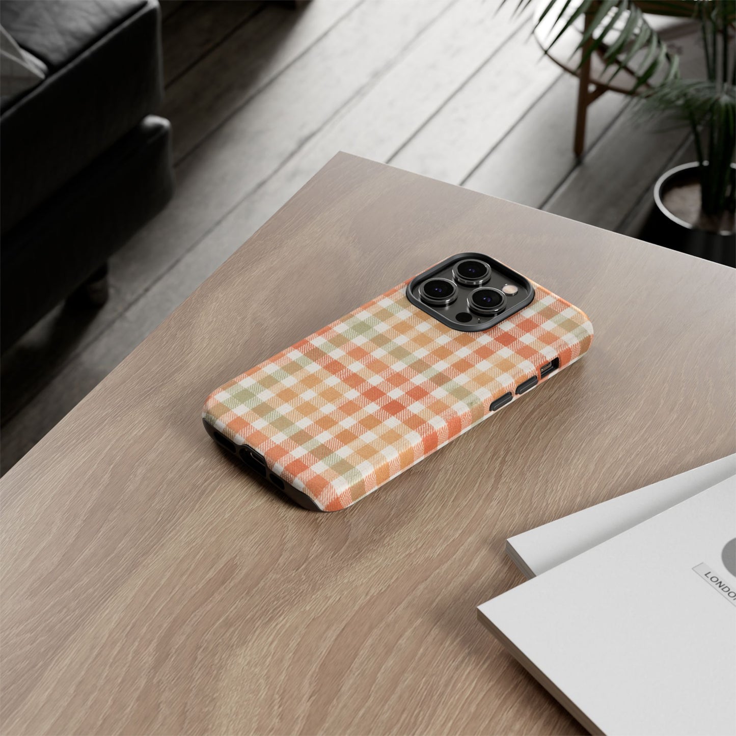 Boho Checkered Phone Case | Neutral Aesthetic Plaid Case | Retro Minimalist Check Design | iPhone Cover | Samsung Cover