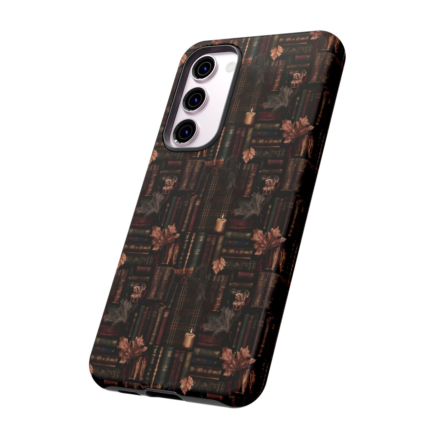 Gothic Phone Case Dark Academia Literary iPhone Samsung Cover with Books & Flowers, Phone case