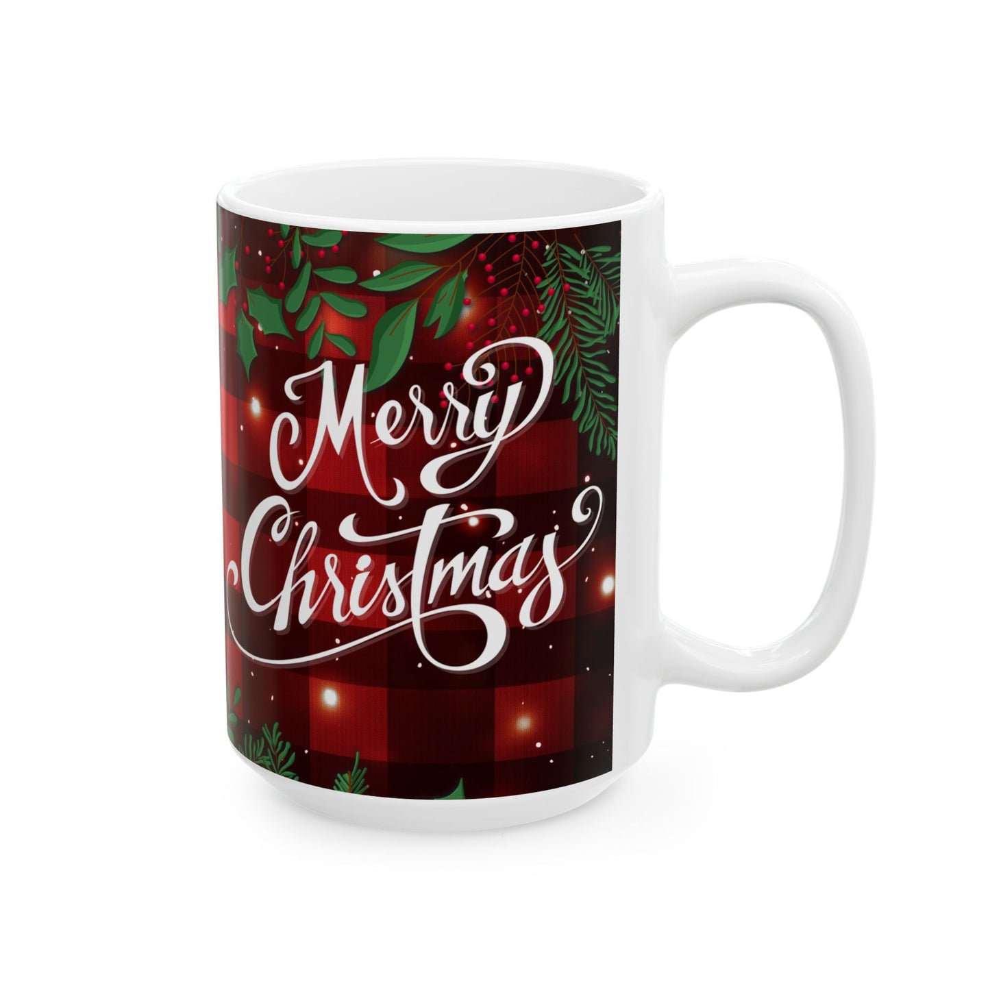 Christmas Plaid Ceramic Mug, Holiday Gift, Coffee Cup, Family Mug, Cozy Home Decor, Winter Warmth, Christmas Day Gift