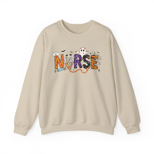 Nurse Themed Crewneck Sweatshirt - Cozy Nursing Apparel, Perfect Gift for Healthcare Workers, Halloween Style, Comfortable Unisex