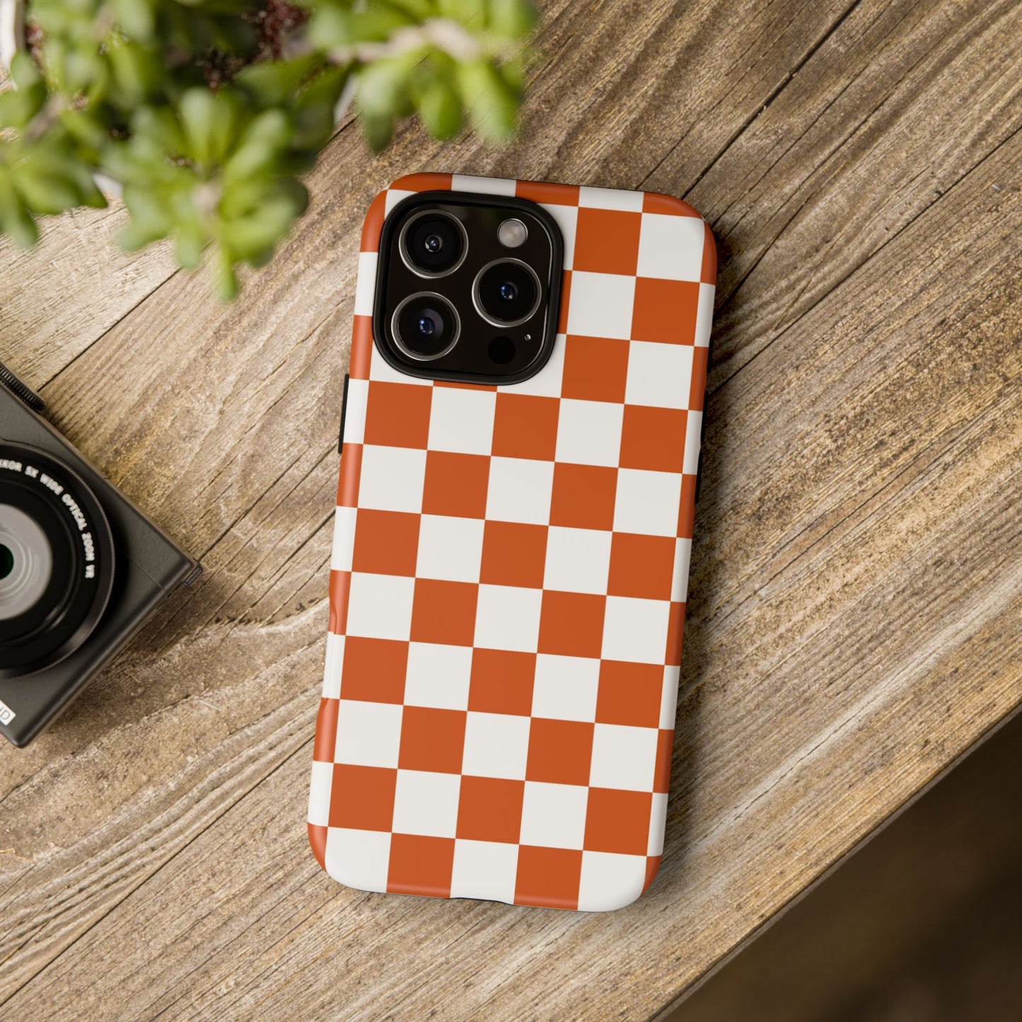 Checkered Phone Case, Checkered Phone Case - iPhone 17 16 15 14 13 12 11 Pro Max  - Trendy Black and Brown Checkerboard