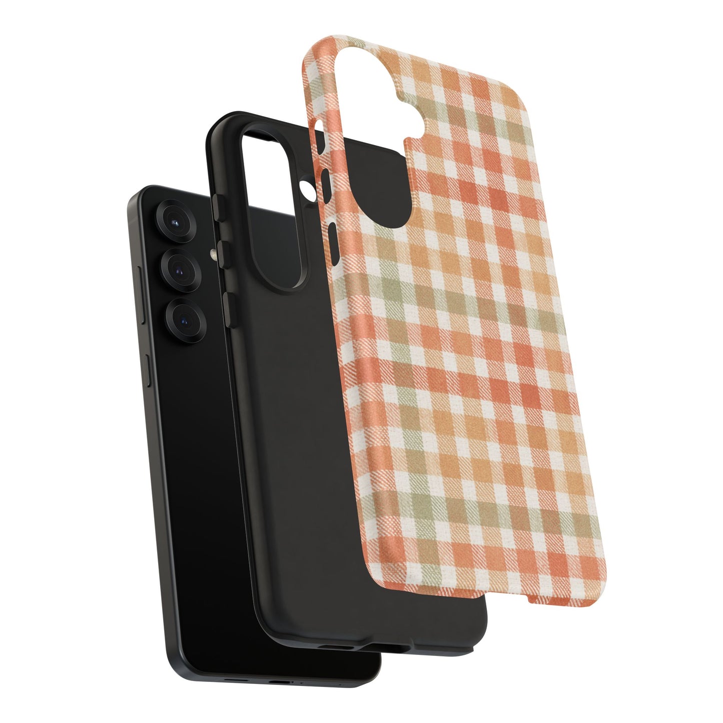Boho Checkered Phone Case | Neutral Aesthetic Plaid Case | Retro Minimalist Check Design | iPhone Cover | Samsung Cover