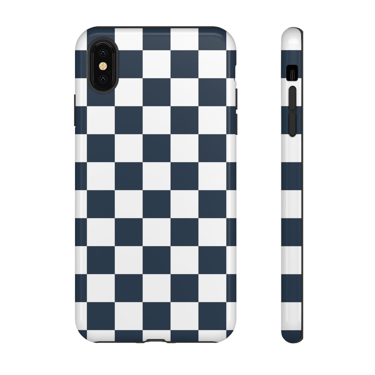 Navy Checkerboard Phone Case, iPhone 17 Pro, 17, 16, 15, 14, 13, 12, 11, X, XR, XS MAX, Tough Case for iPhone