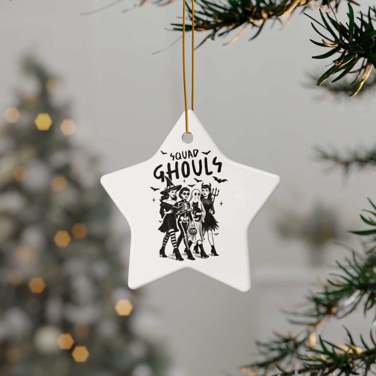 Personalized Squad Ghouls Halloween Ornaments, Double Sided Ceramic Ornament, Fall Decor, Halloween Gifts, Party Favors