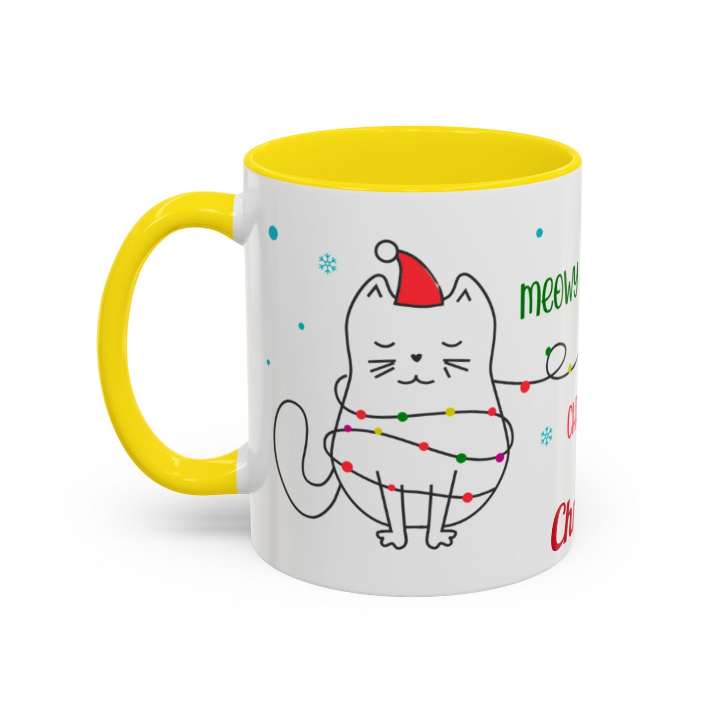 Personalized Meowy Christmas Accent Mug, Funny Holiday Coffee Cup, Cat Lover Gift, Festive Drinkware, Christmas Decor, Personalized Mug