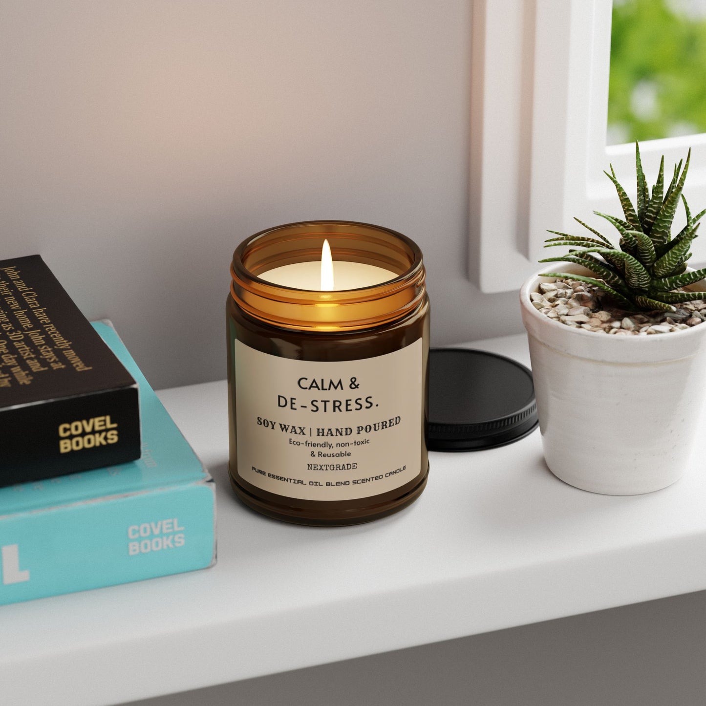 Calm And De Stress Soy Wax Candle, Candle Gift, Hand Poured Candle, Scented Candles, Coconut Apricot Wax (4oz, 9oz)