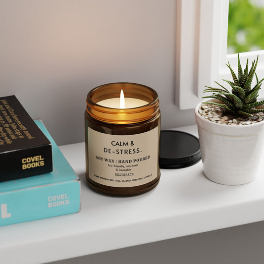 Calm And De Stress Soy Wax Candle, Candle Gift, Hand Poured Candle, Scented Candles, Coconut Apricot Wax (4oz, 9oz)