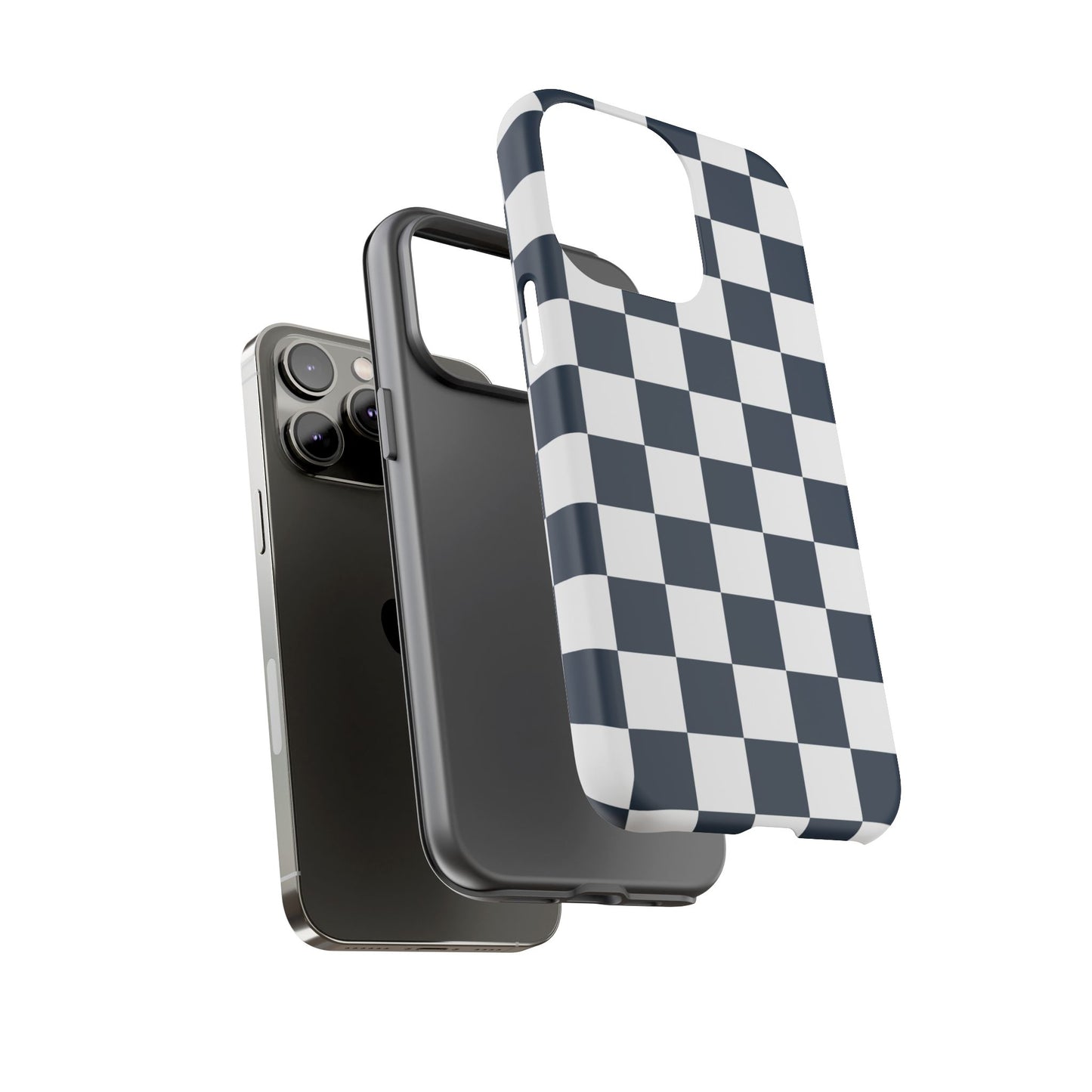 Navy Checkerboard Phone Case, iPhone 17 Pro, 17, 16, 15, 14, 13, 12, 11, X, XR, XS MAX, Tough Case for iPhone