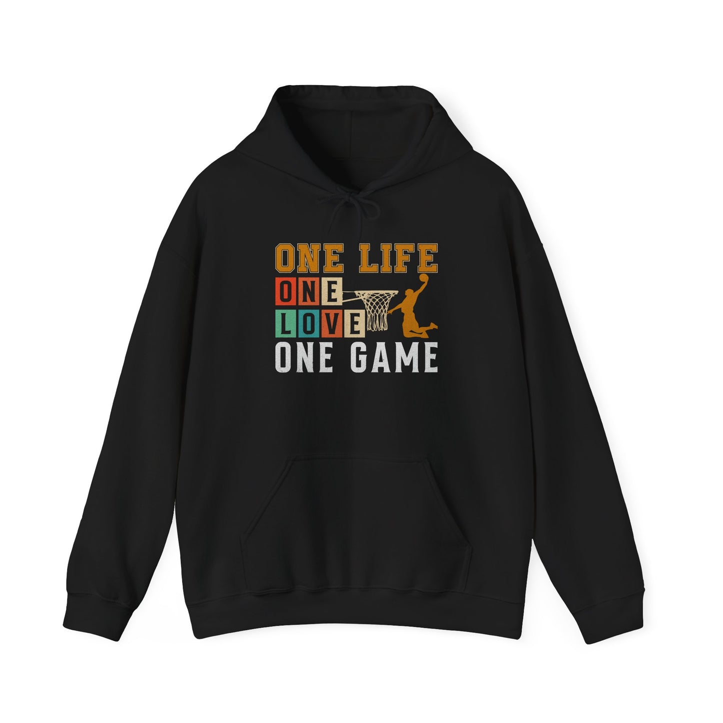 Basketball Lover Tee, One Life One Love One Game Hoodie, Unisex Sweatshirt, Sporty Sweatshirt, Gift for Sports Lovers, Casual Hoodie