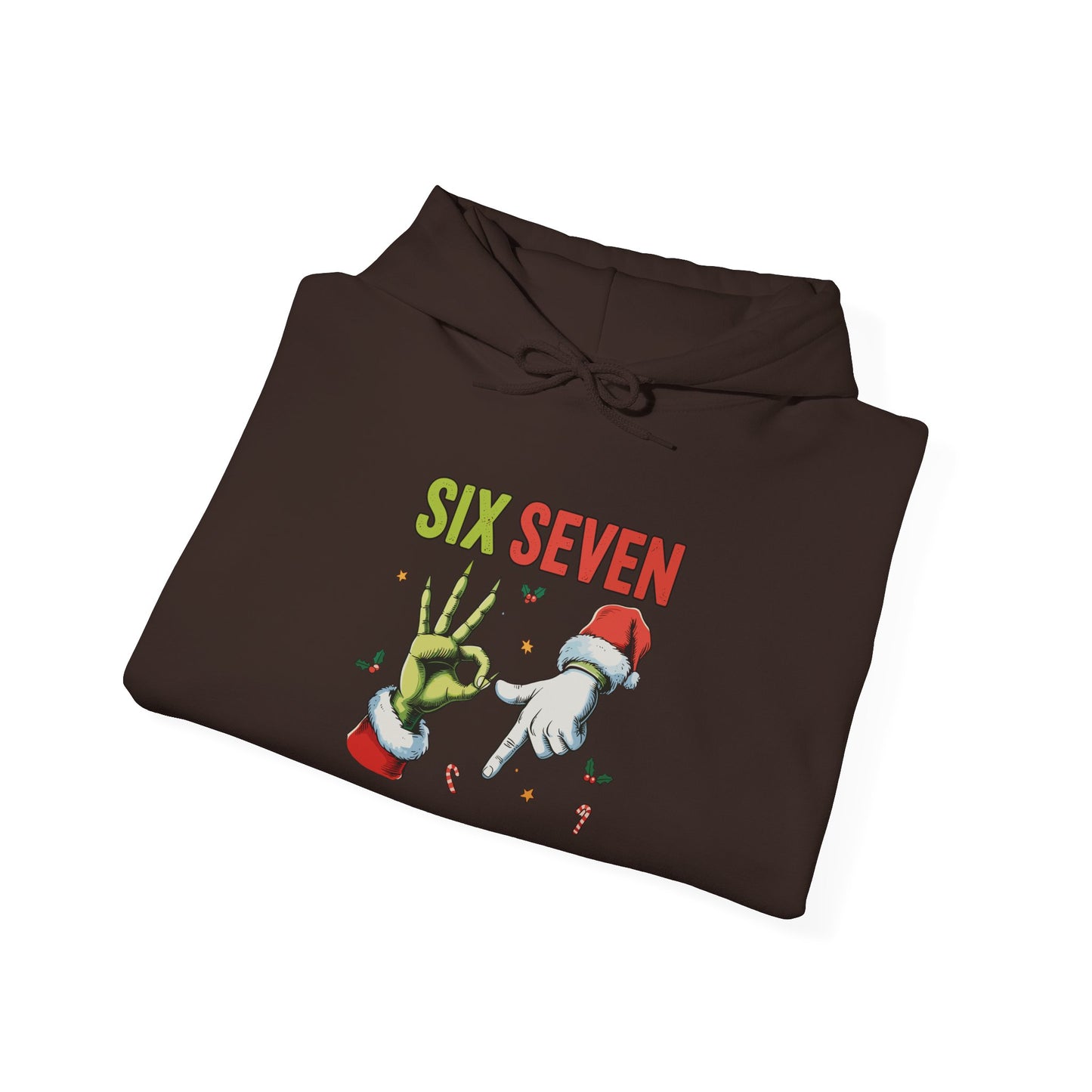 Funny Six Seven Christmas Hoodie | Santa Hands Holiday Pullover | Unisex Cozy Christmas Sweatshirt | Funny Holiday Gift for Men Women